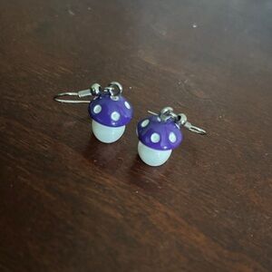 Purple Mushroom Earrings